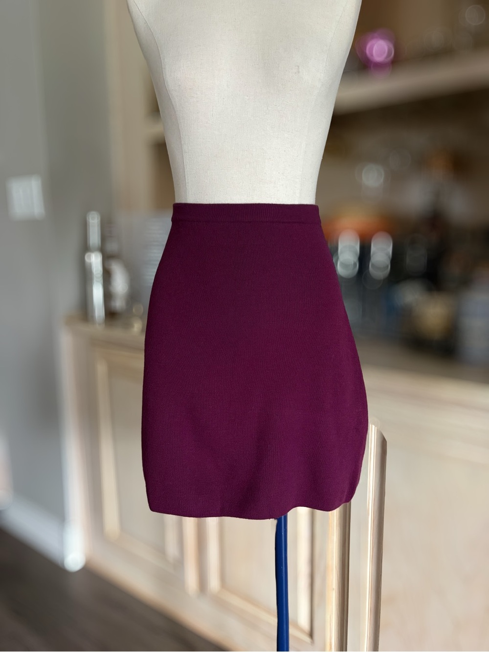 "iki" High-Waisted Burgundy/Magenta Mini Skirt